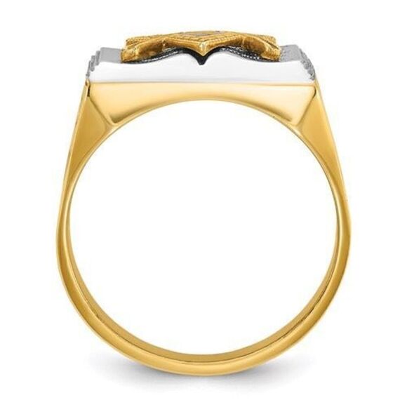 IBGoodman 10k Two-tone Men's Polished and Textured with Blue Enamel Blue Lodge M - Picture 2 of 9